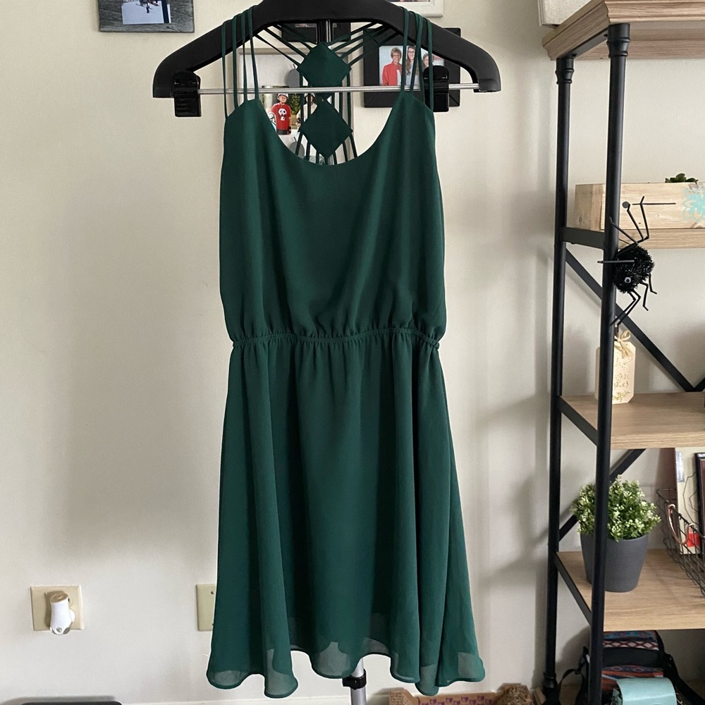 Strappy Dark Green Dress / Sz M